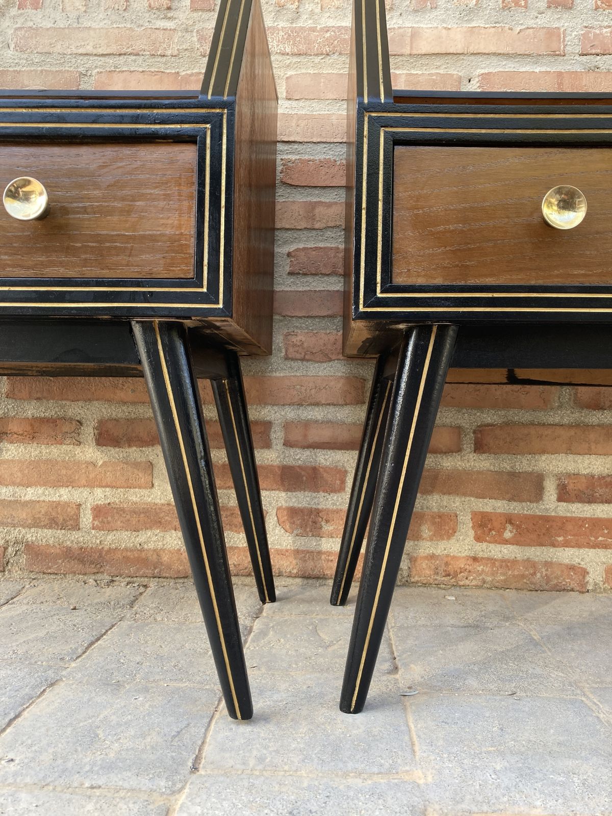 1828.0 Mid Century Italian Nightstands With Glass, 1960s, Set Of 2 photo