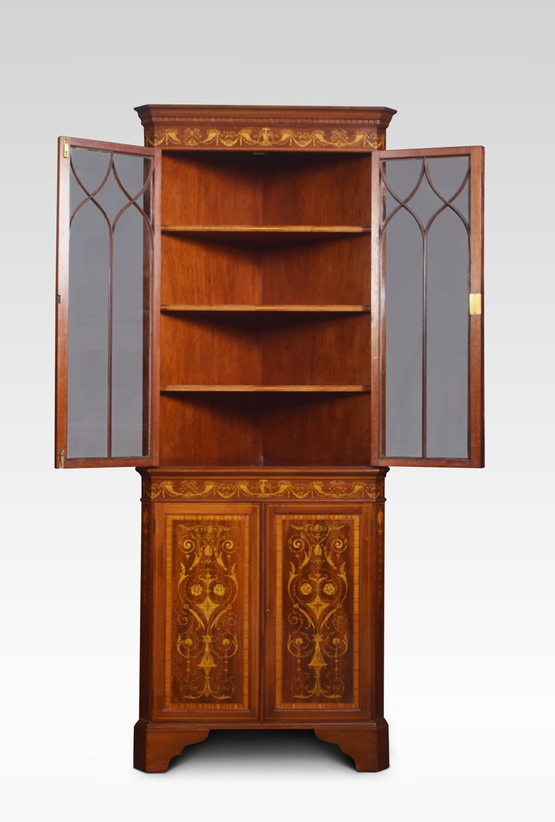 Mahogany Inlaid Corner Cabinet photo for sale