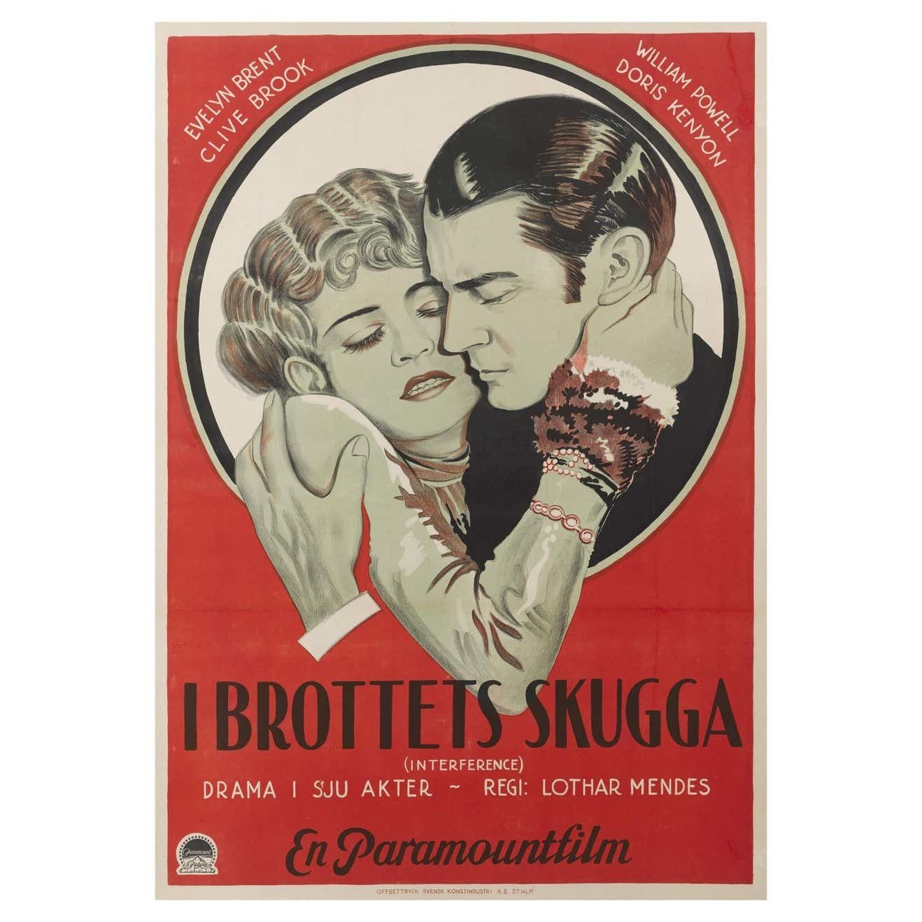 Original Swedish Film Poster For The 1928 American Drama Film Interference