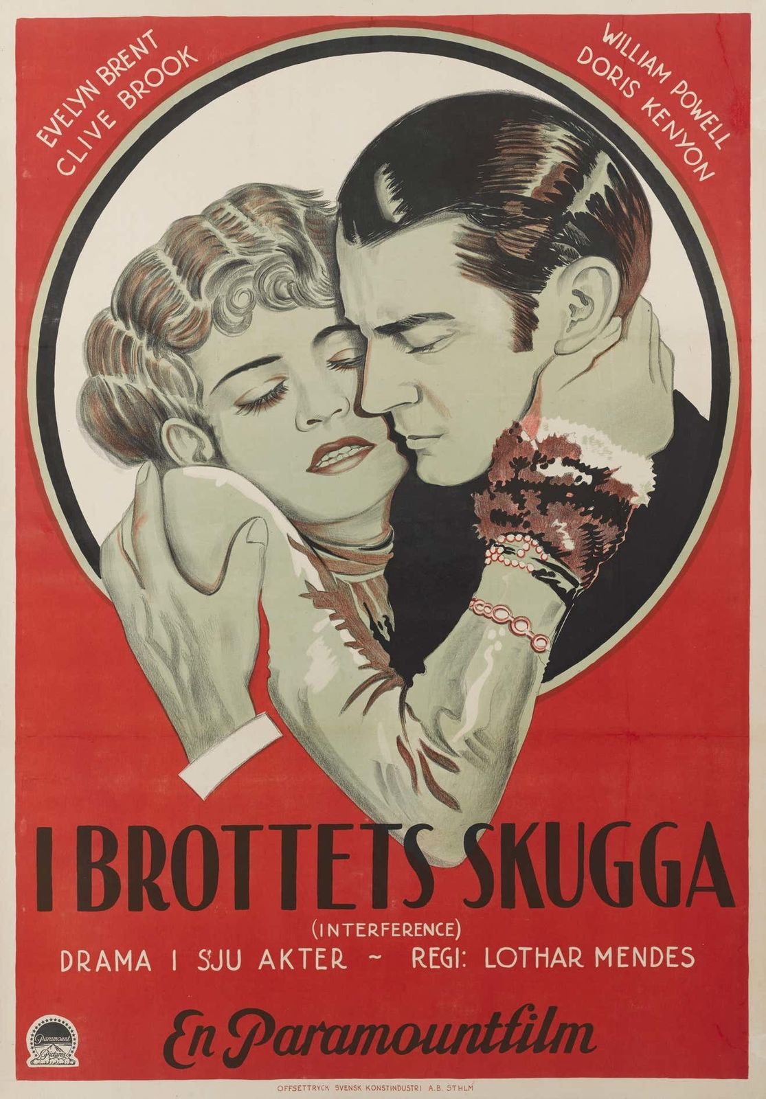 Original Swedish Film Poster For The 1928 American Drama Film Interference photo for sale