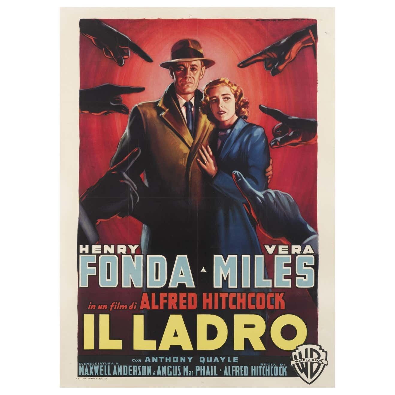 Original Italian Film Poster For Alfred Hitchcock's 1957 Wrong Man