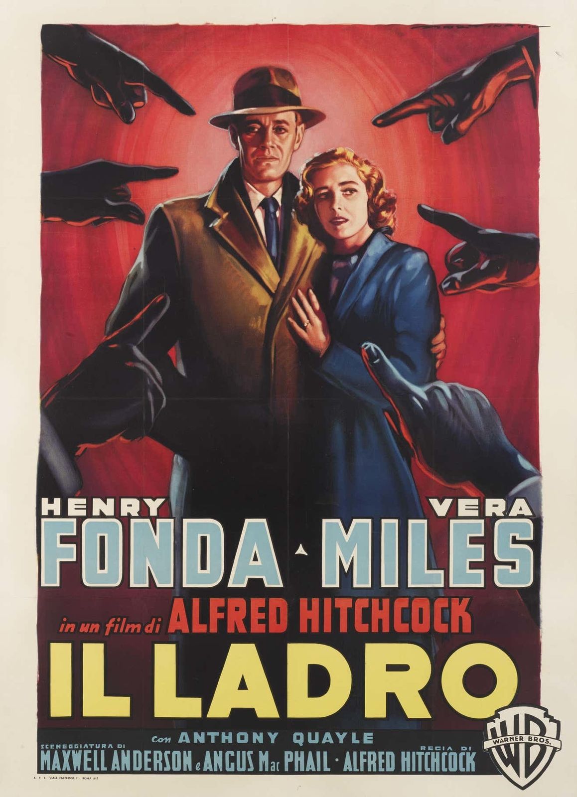 Original Italian Film Poster For Alfred Hitchcock's 1957 Wrong Man photo Art