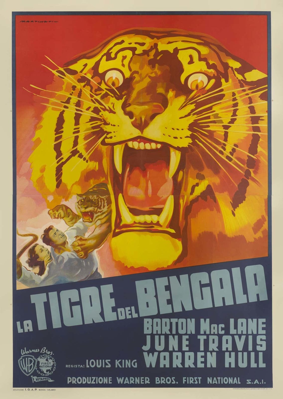 Original Italian Film Poster For The 1936 Action Adventure Film Bengal Tiger photo furniture