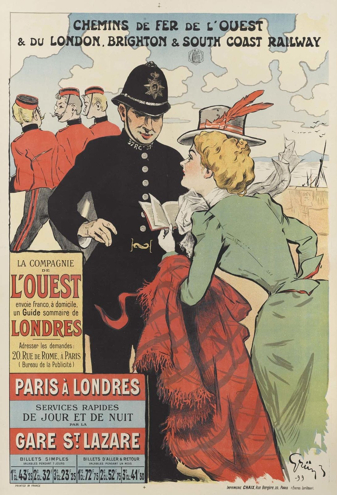 Original French Advertising Poster From 1899 Paris A Londres, Paris To London photo Art