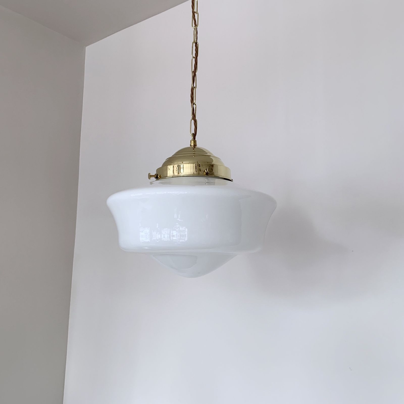 Contemporary School House Shades With Polished Brass Galleries photo vinterior