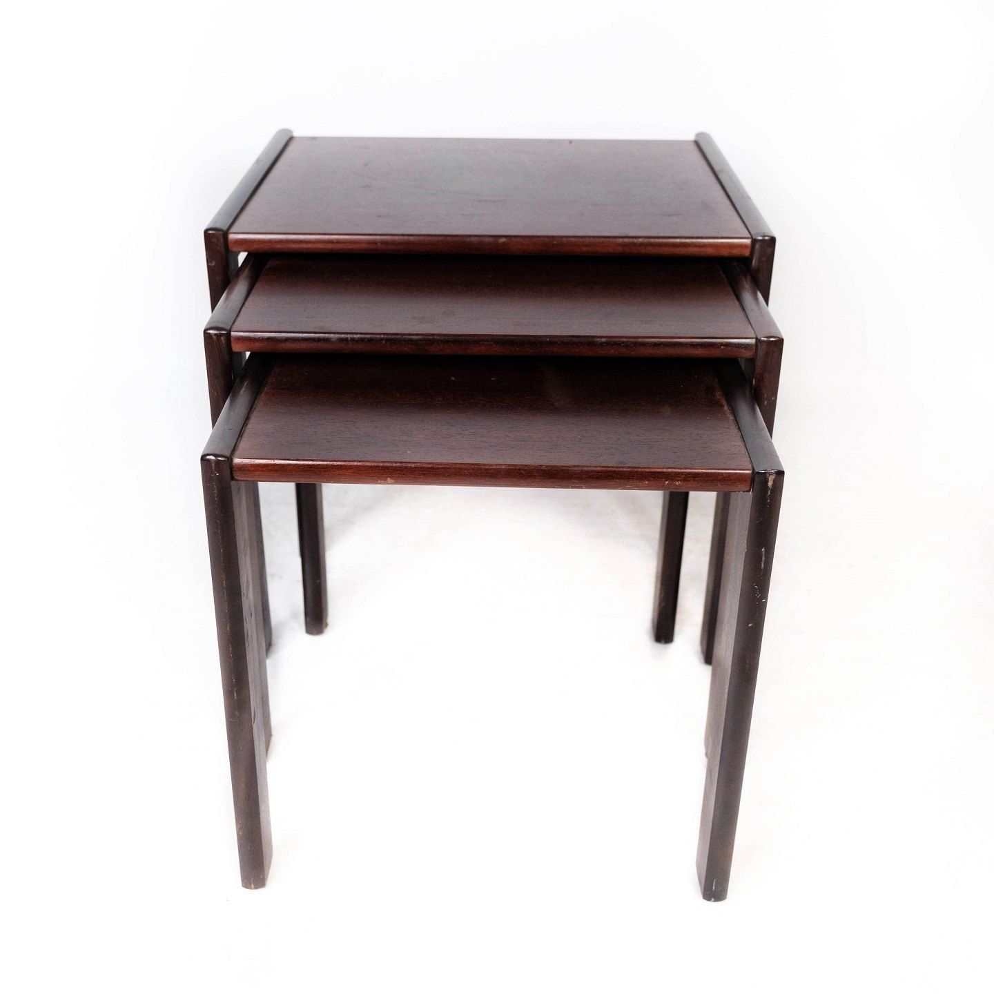 Set Of Insert Tables In Dark Wood Of Danish Design From The 1960s. photo furniture