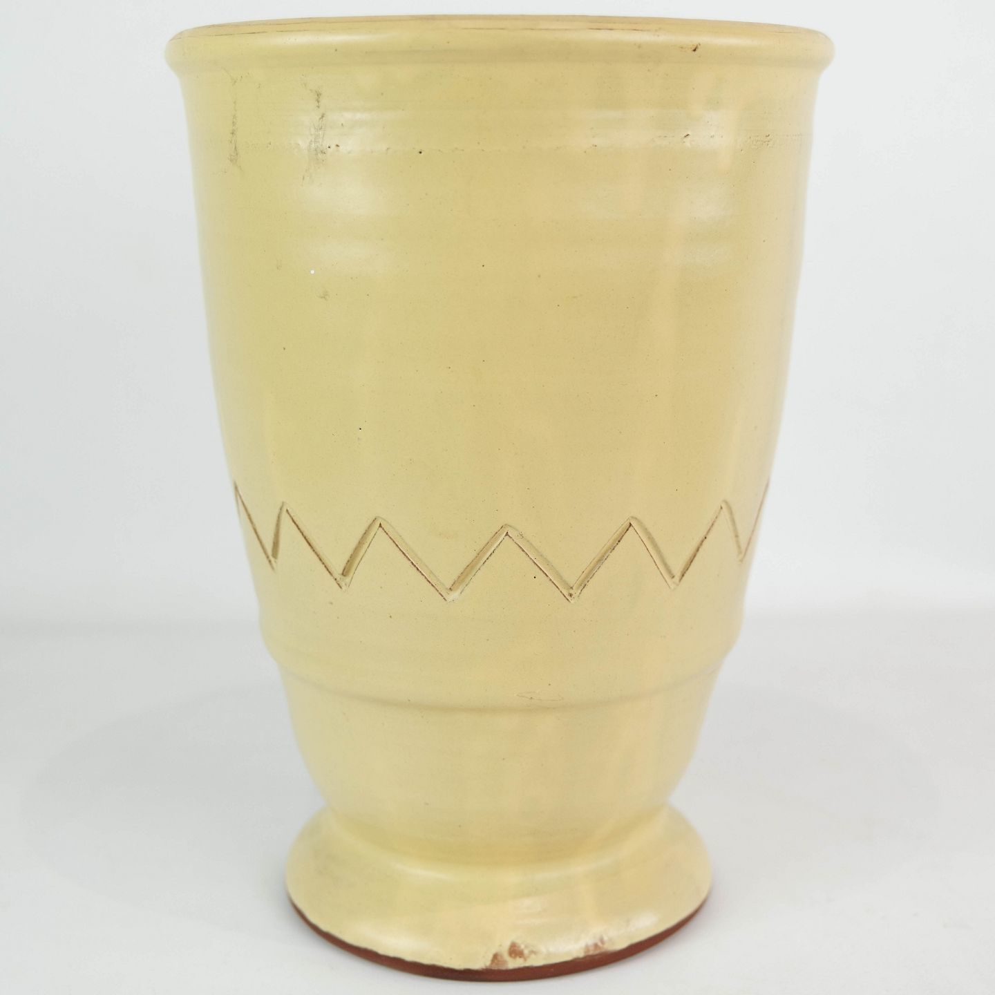 Ceramic Vase With Light Glaze And Simple Pattern Of Danish Ceramics From The 1960s.