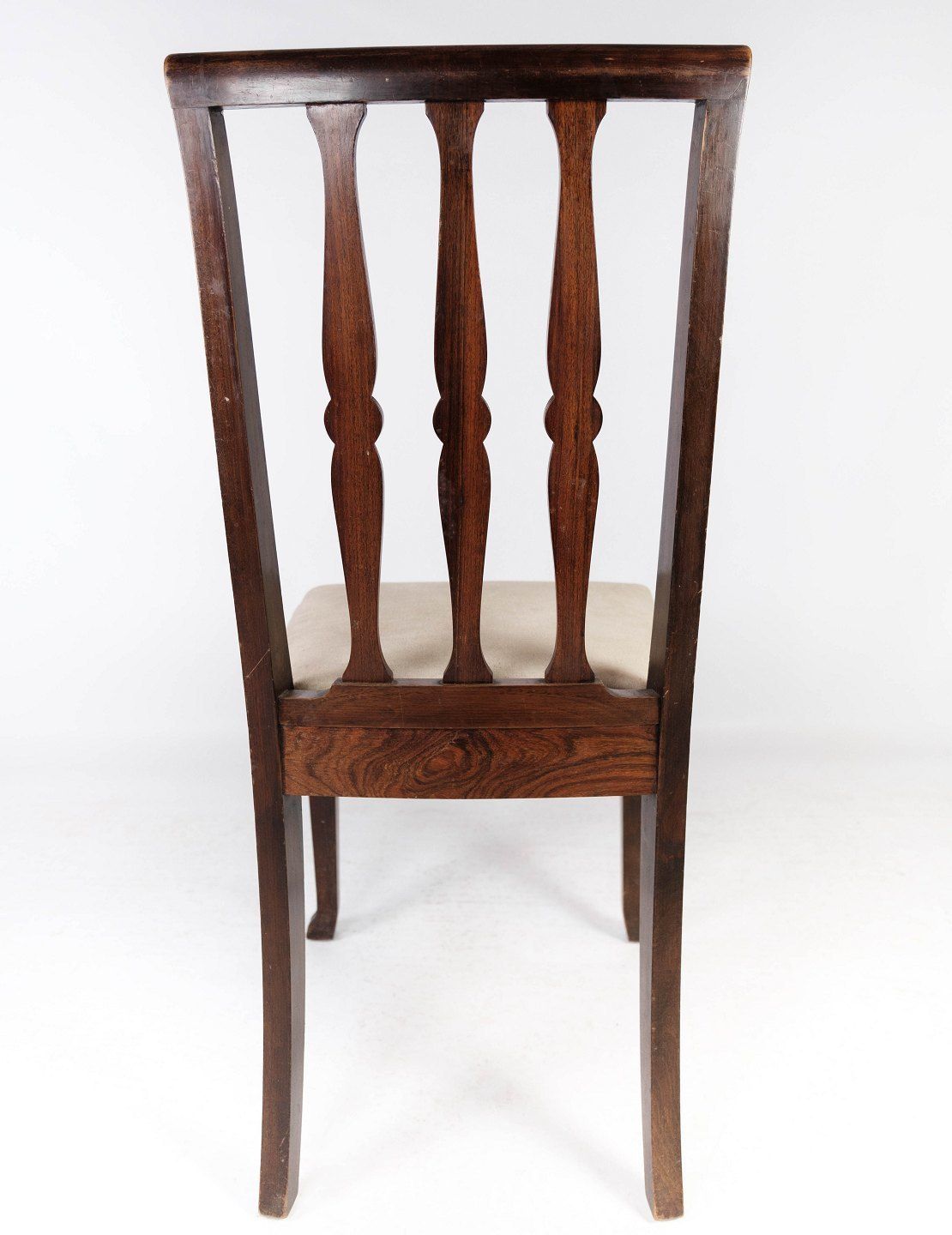 Set Of Four Dining Chairs Of Rosewood And Upholstered With Light Fabric From The 1920s. photo vinterior