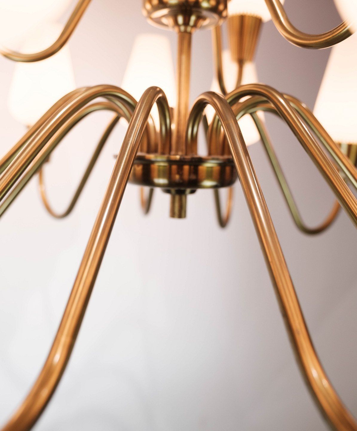 Lamp With Arms In Brass And Glass Of Danish Design From The 1950s. photo 1305.0