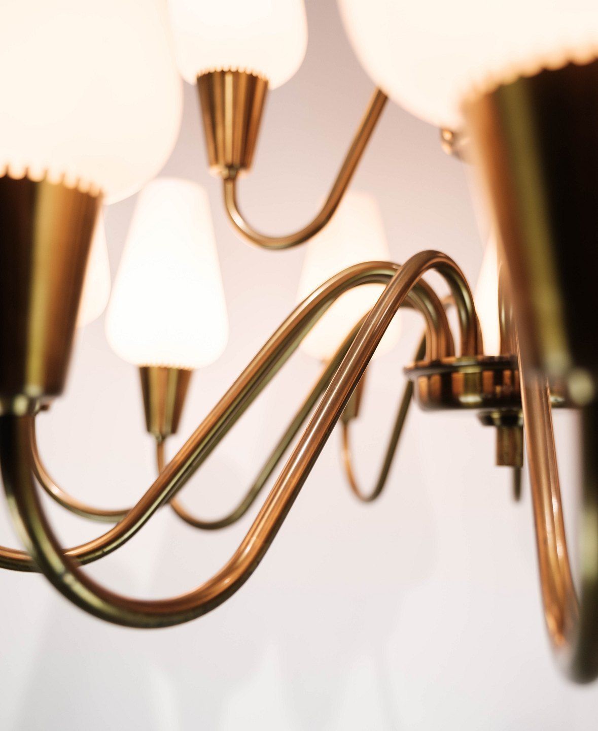 Lamp With Arms In Brass And Glass Of Danish Design From The 1950s. photo buy