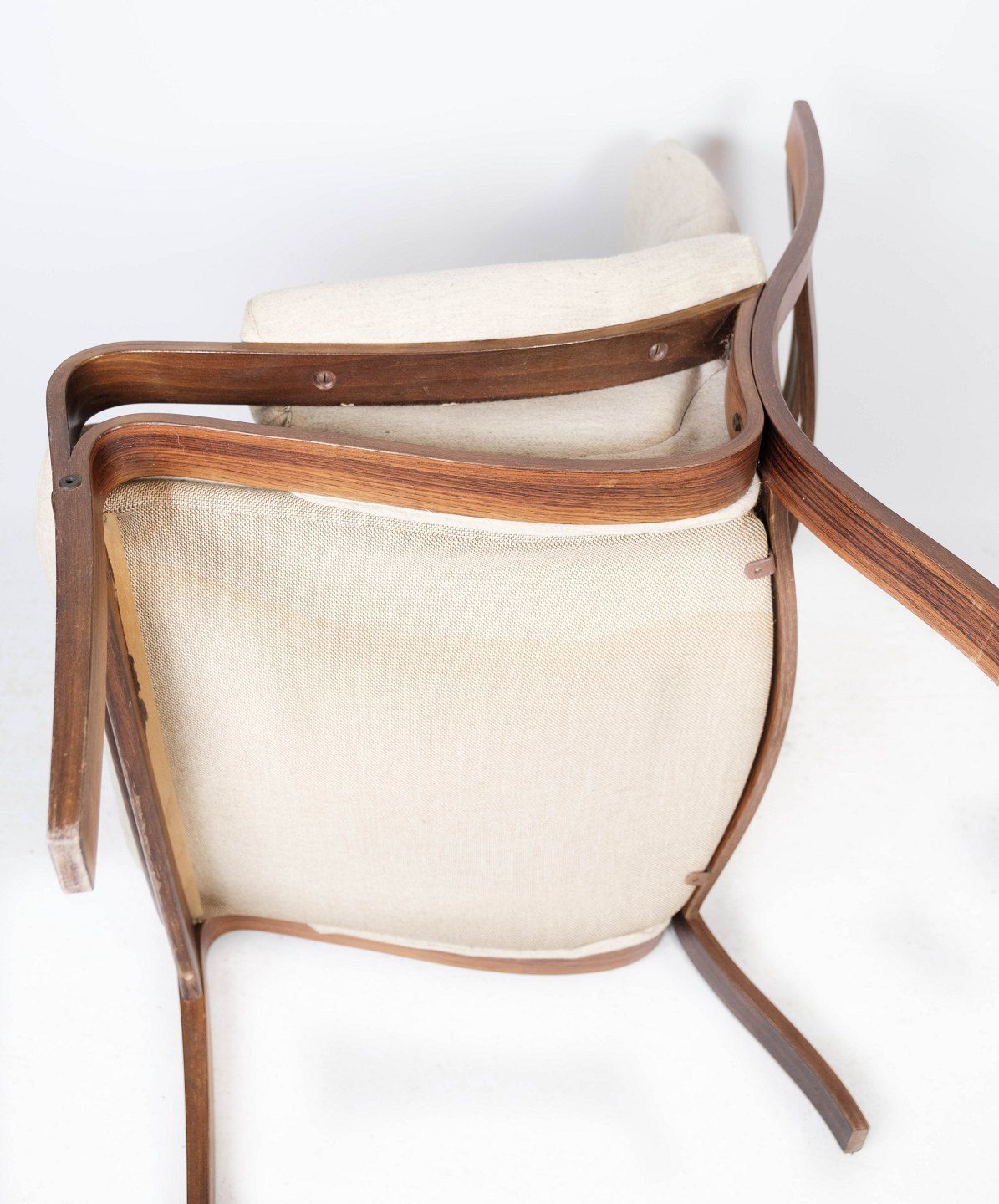 photo furniture Easy Chair In Rosewood And Upholstered With Light Fabric, Of Danish Design From The 1960s.
