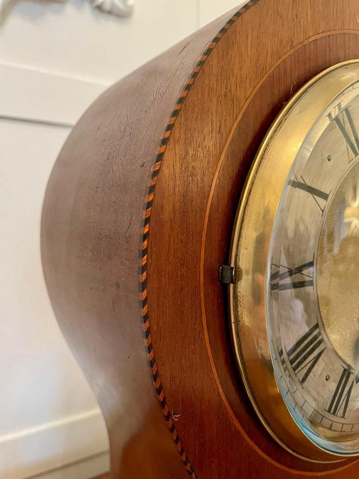 photo furniture Large Antique Edwardian Inlaid Mahogany Balloon Shaped Mantel Clock