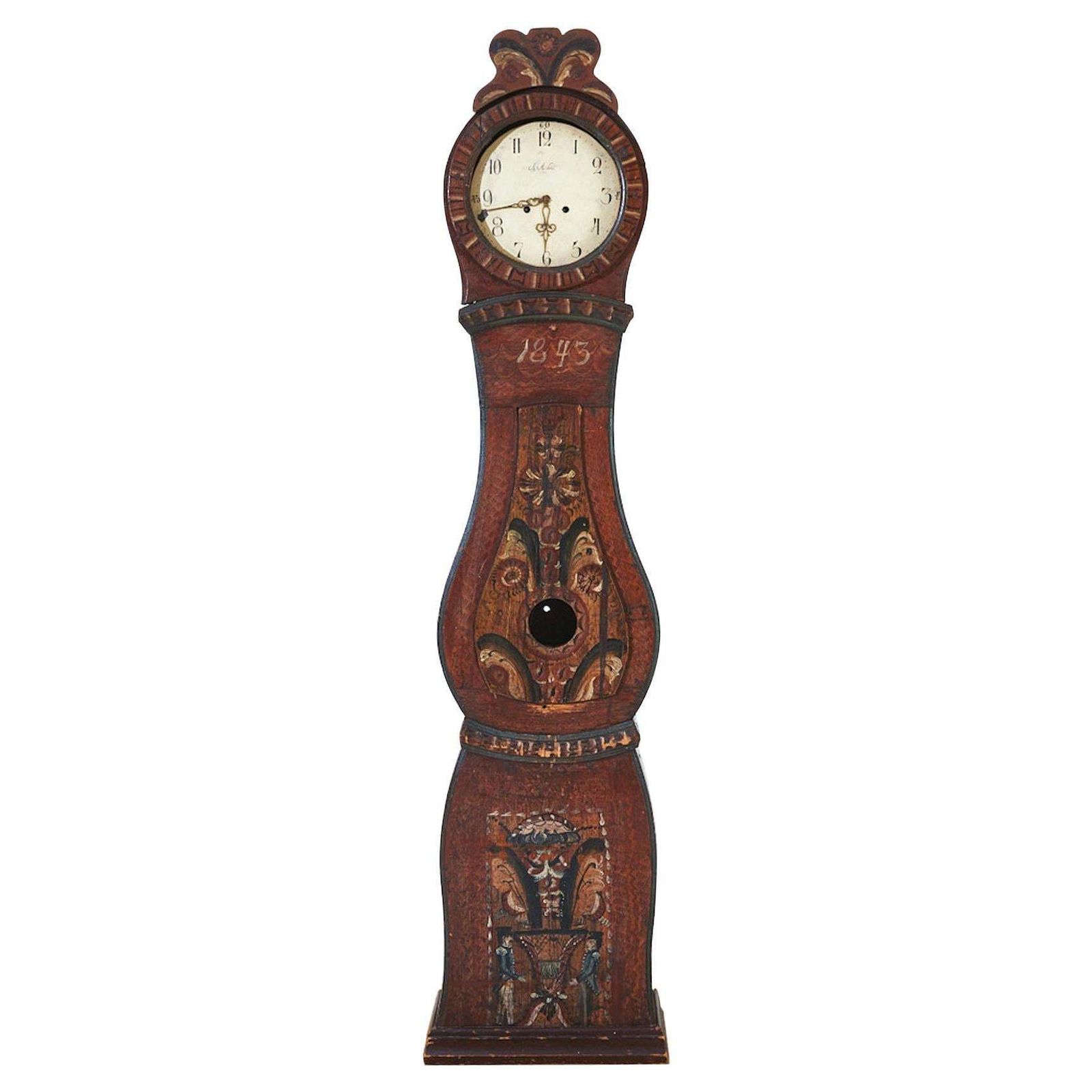 Antique Mora Clock Swedish Folk Art 1845 Kurbits Dalarna Gustavian