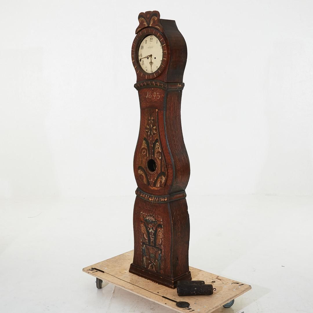 Antique Mora Clock Swedish Folk Art 1845 Kurbits Dalarna Gustavian photo furniture