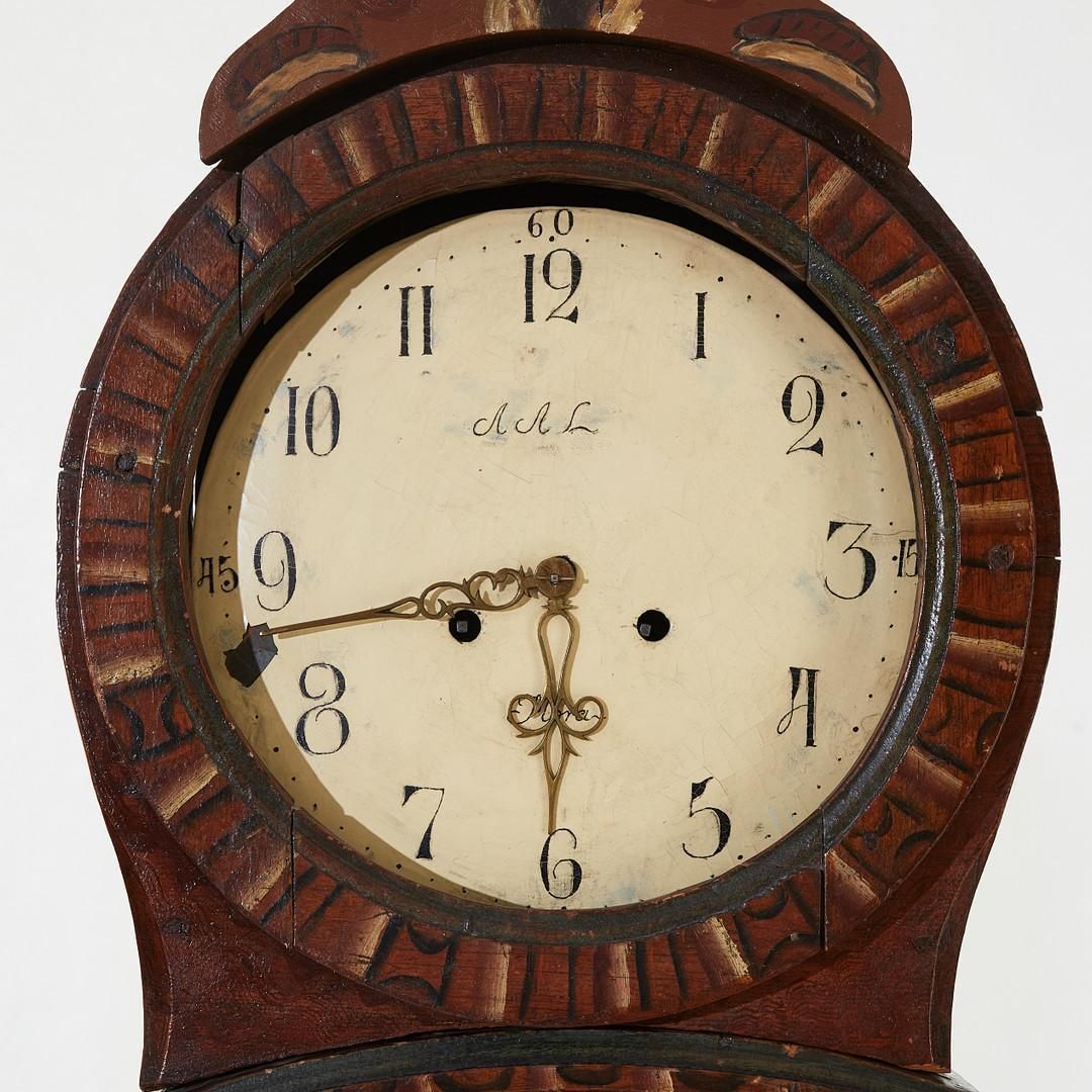 Antique Mora Clock Swedish Folk Art 1845 Kurbits Dalarna Gustavian photo for sale