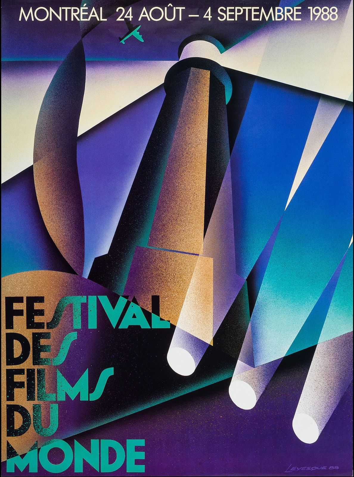 Montreal World Film Festival, 1988. Original Poster, Art Deco, Machine Age Style