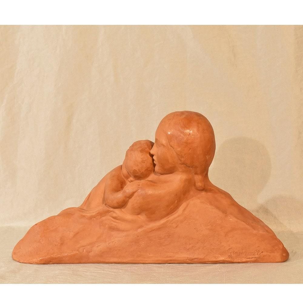 Art Deco Sculpture, Nude Woman, Terracotta, Signed Gennarelli, 20th Century. (Stte60) photo for sale