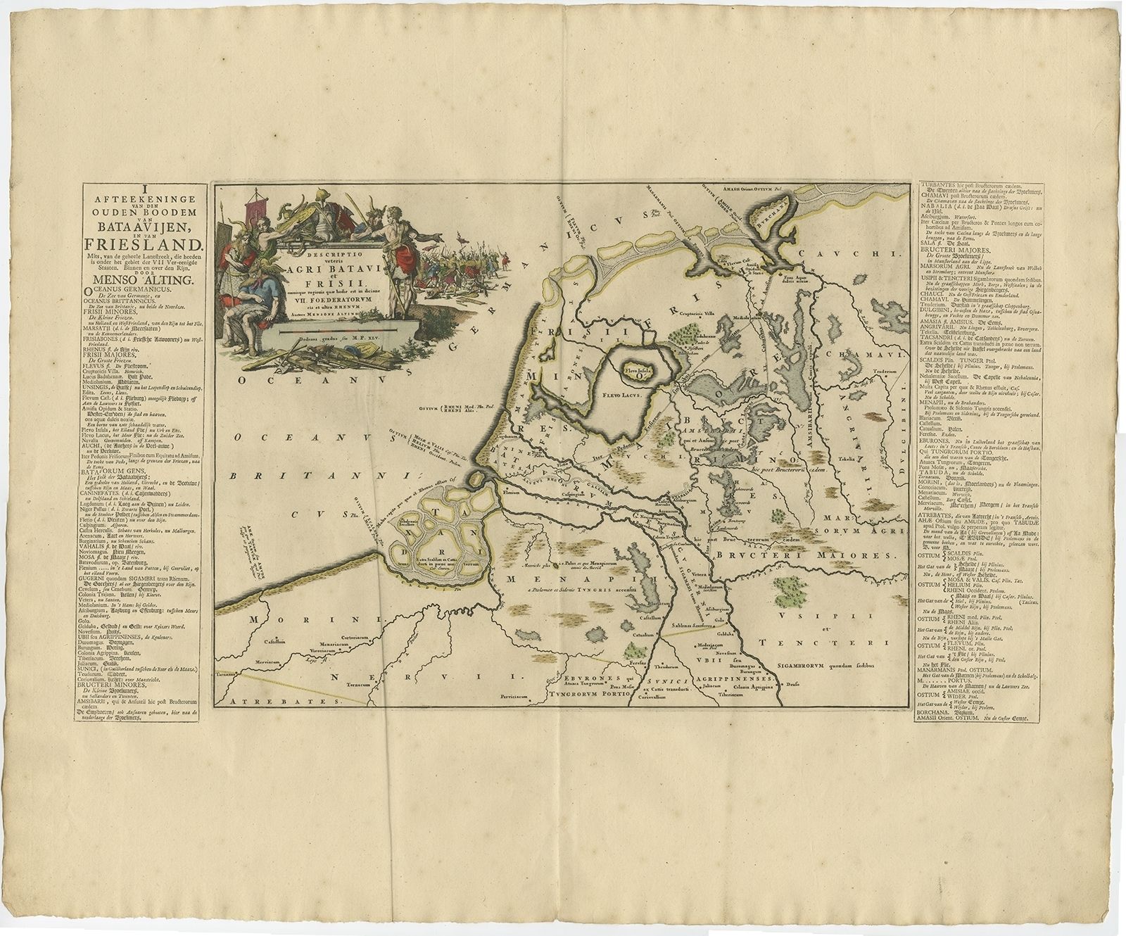 Antique Map Of The Old Land Of Batavia And Friesland By Halma (1718)