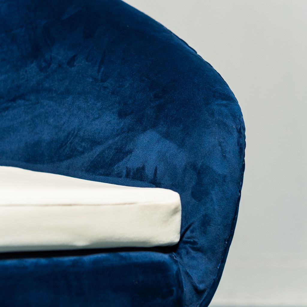 Chapeau Armchair In Blue Velvet Design 70s Vintage Modern Antiques photo vinterior