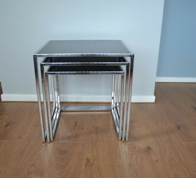 Chrome And Smoked Glass Nest Of Tables photo furniture