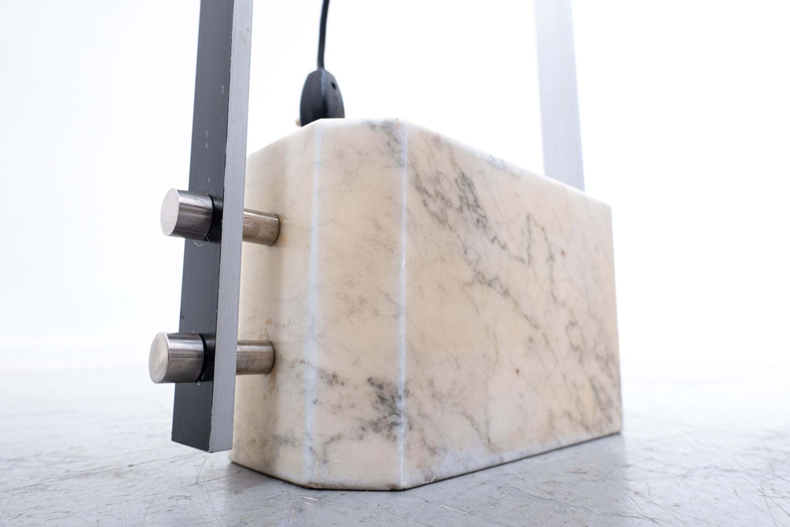 Iitalian Floor Lamp Travertine, Steel And Glass photo vinterior