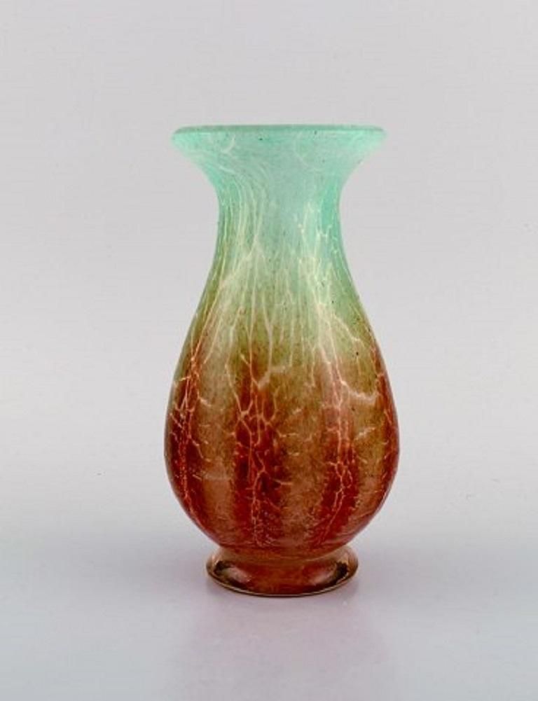 Karl Wiedmann For Wmf, Ikora Vase In Mouth Blown Art Glass, Germany, 1930s photo for sale