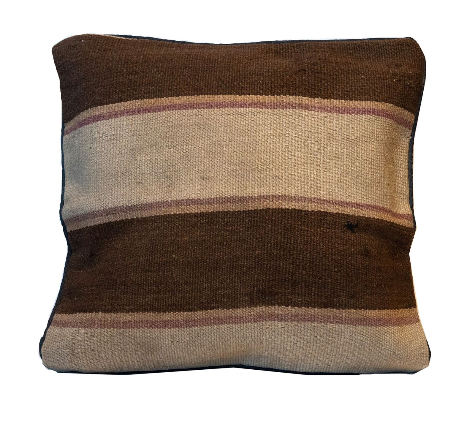 Hand Made Brown Cream Wool Kilim Cushion Cover Country House Scatter Pillow 40x40cm