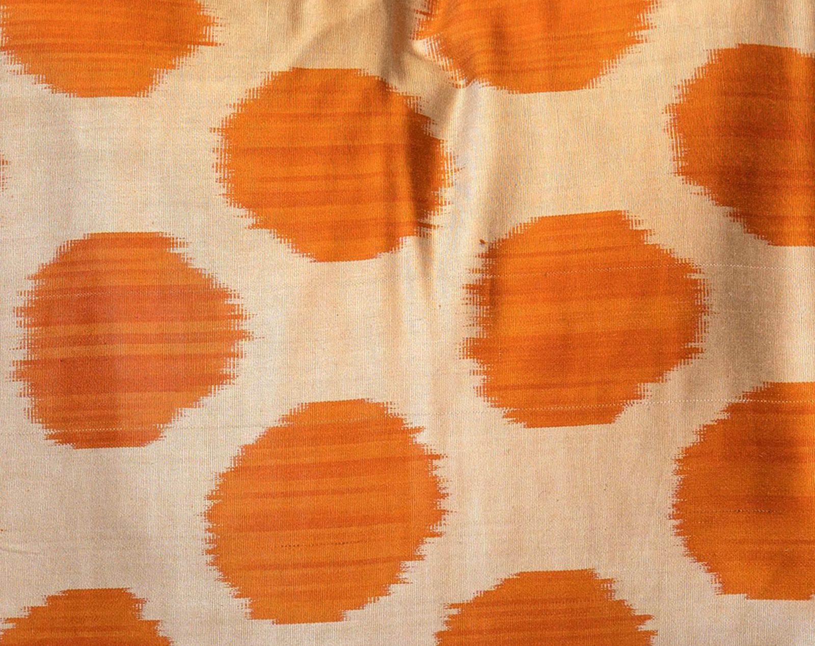 Handwoven Orange Pure Silk Ikat Style Cushion Cover, Scatter Pillow 45x45cm photo for sale