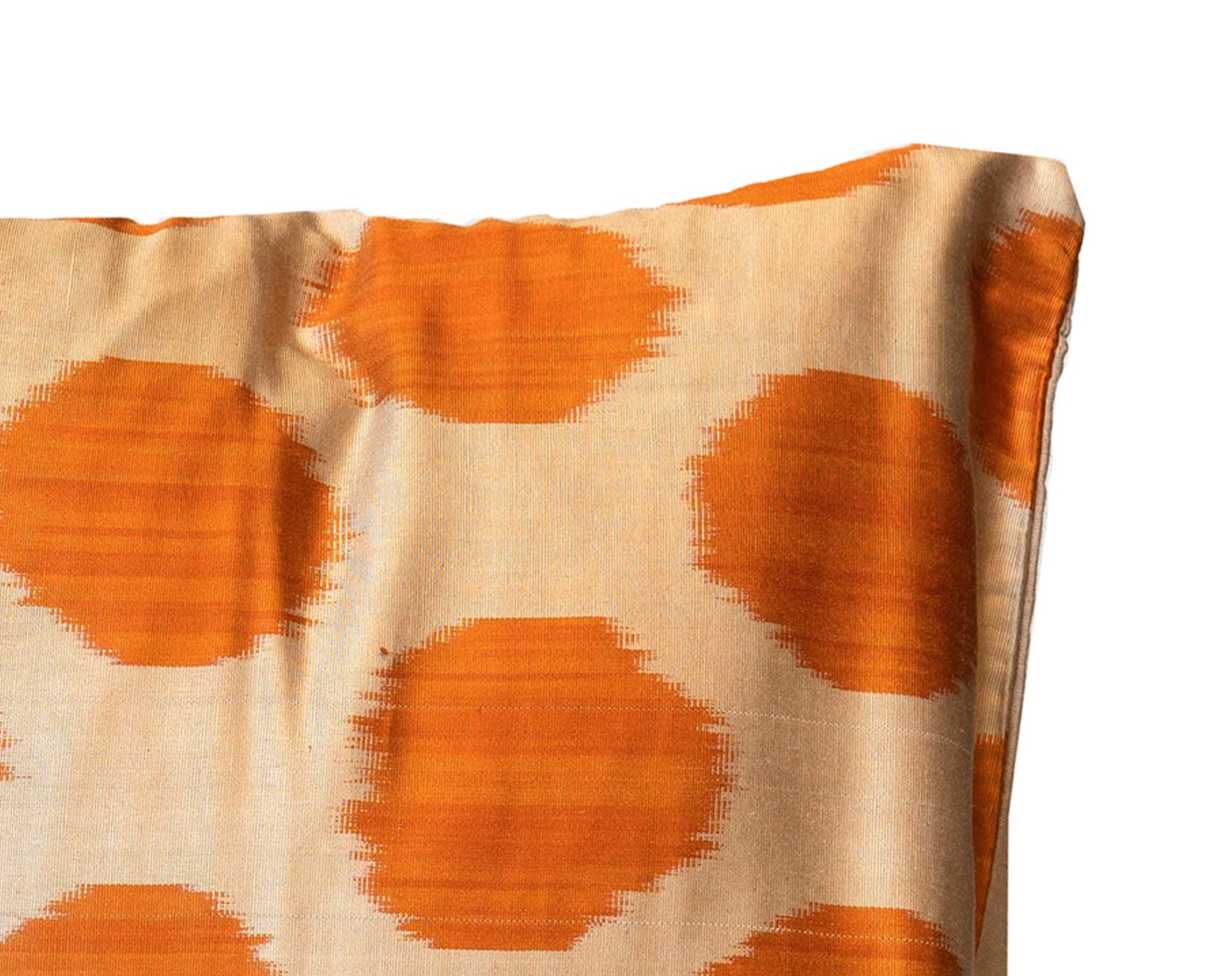 Handwoven Orange Pure Silk Ikat Style Cushion Cover, Scatter Pillow 45x45cm photo vinterior