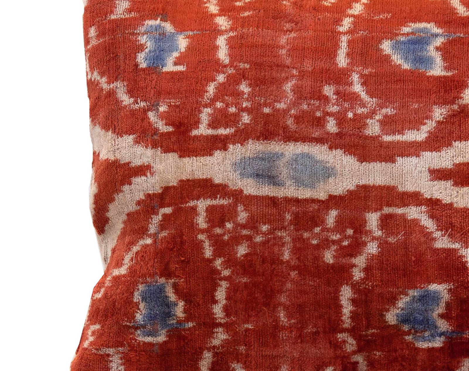 Blush Red Handwoven Velvet Silk Cushion Cover, Ikat Design Scatter Pillow photo furniture