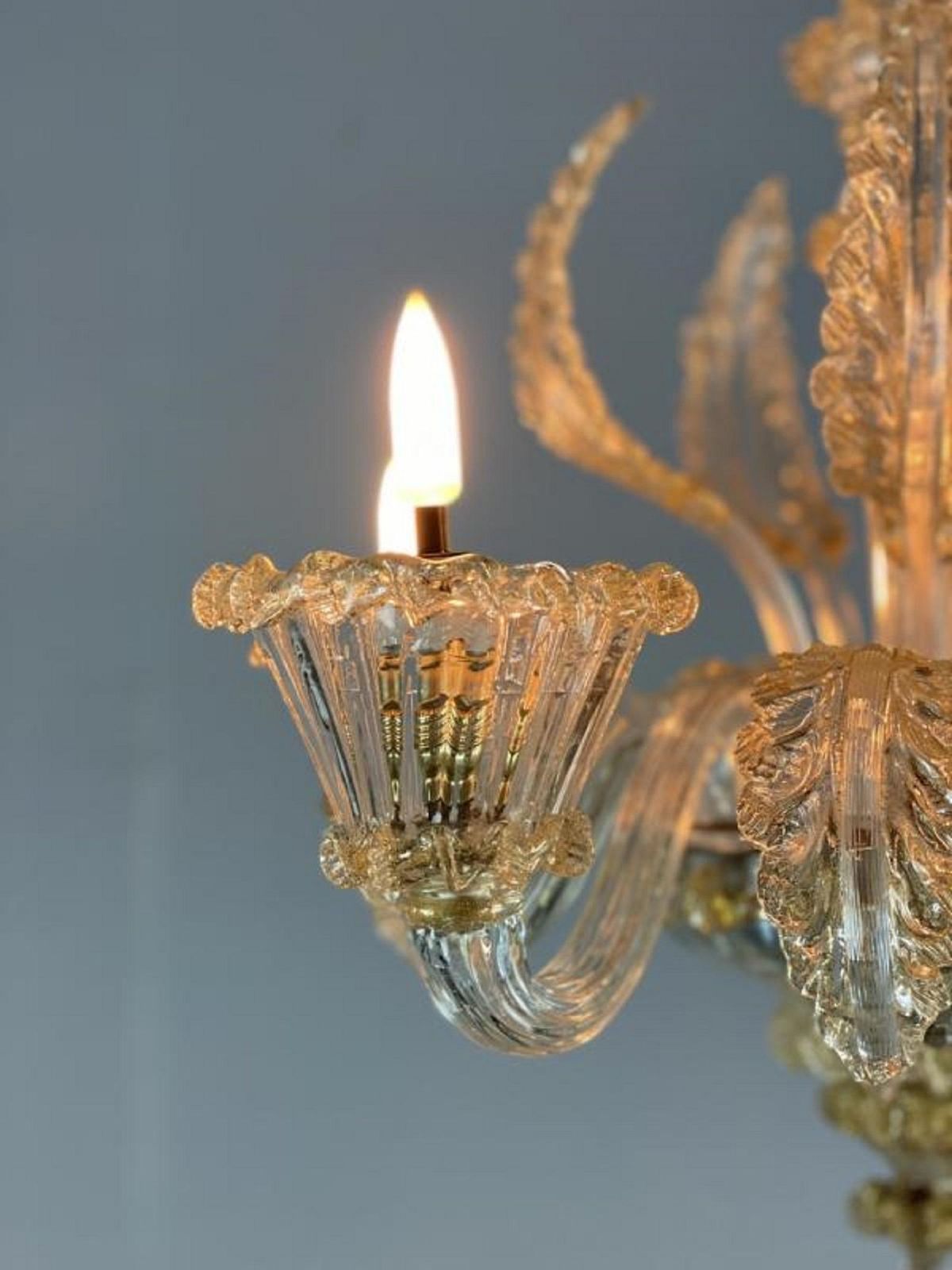 Venetian Barovier Chandelier In Gilded Murano Glass Italy 1940s photo 1568.0