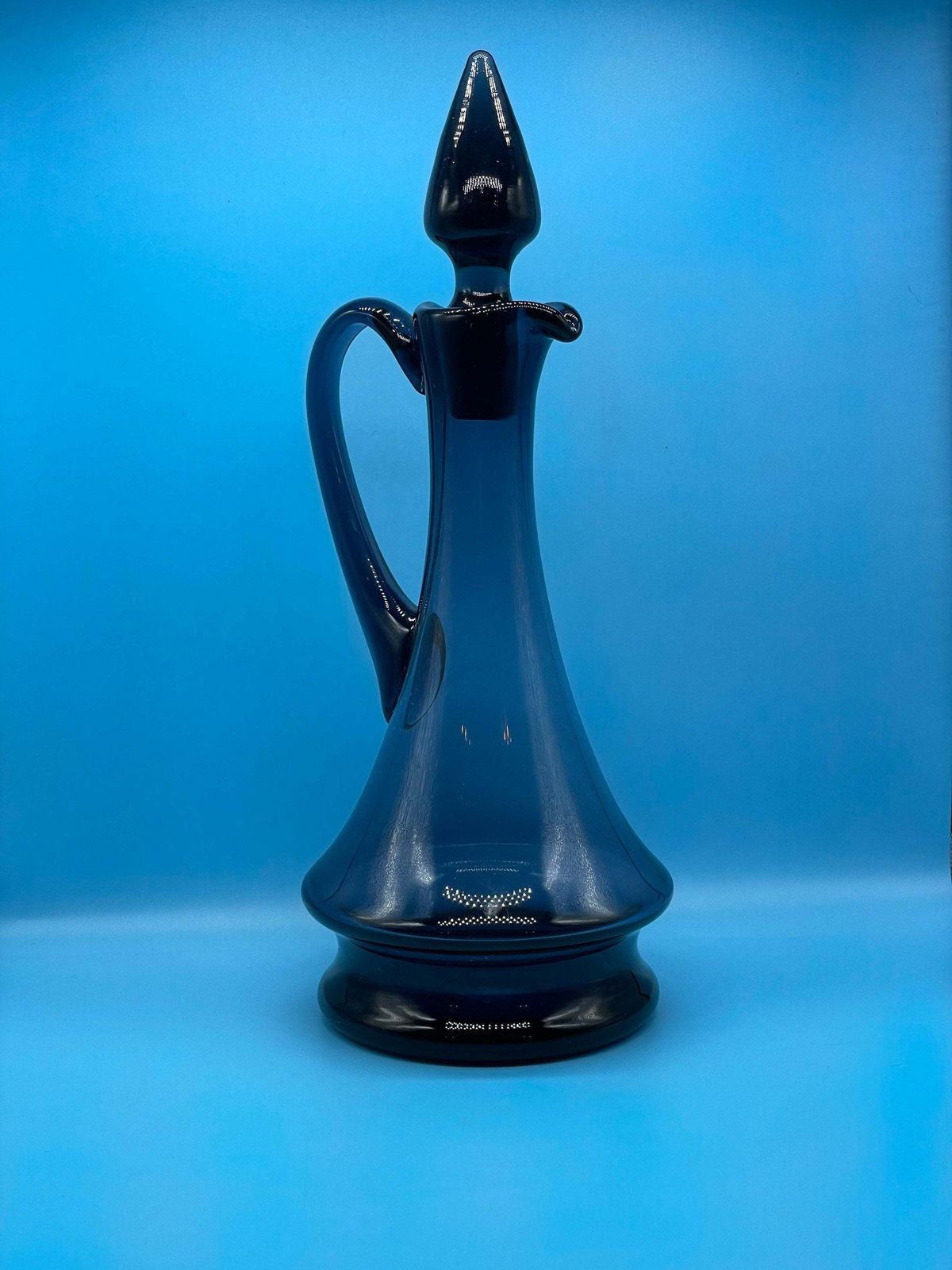 Mid Century Modern Handmade Blue Glass Decanter / Carafe photo Home Decor