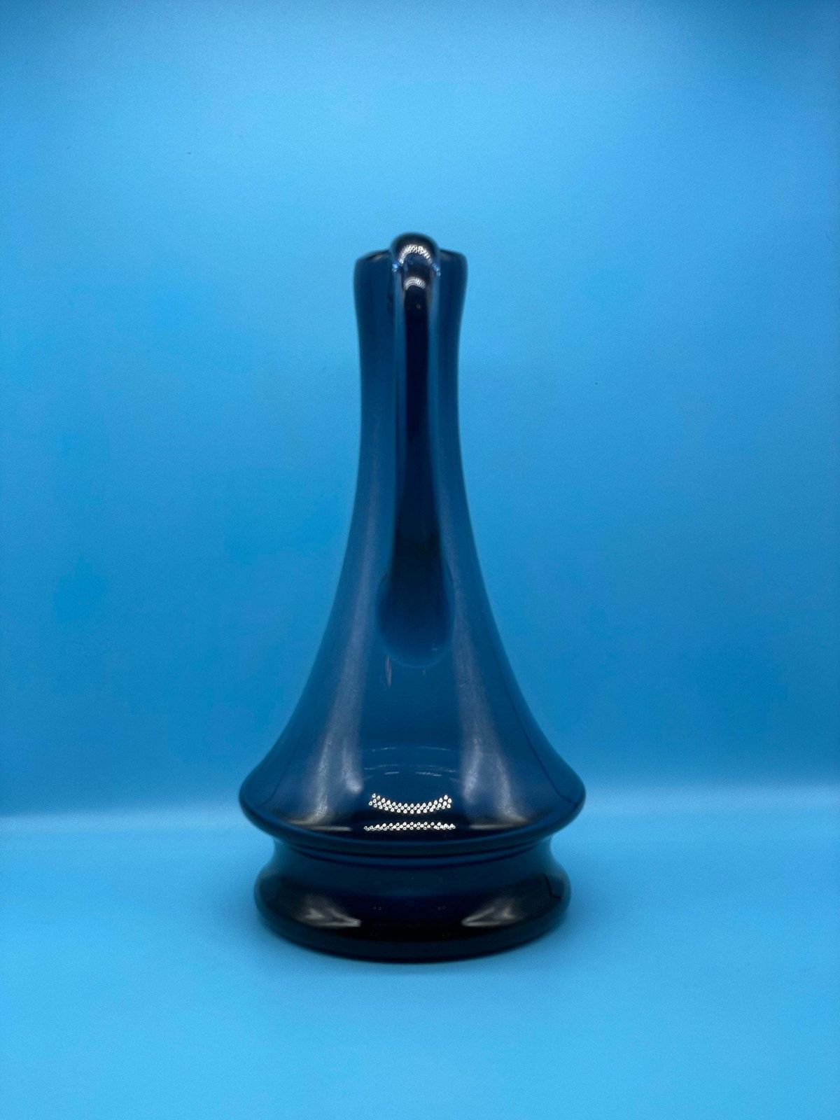 Mid Century Modern Handmade Blue Glass Decanter / Carafe photo vinterior
