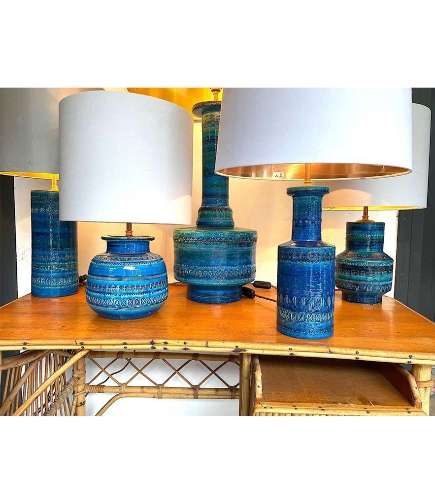 Lovely 1960s Bitossi Ceramic Lamp By Aldo Londi In Famous "Rimini Blue" photo vinterior