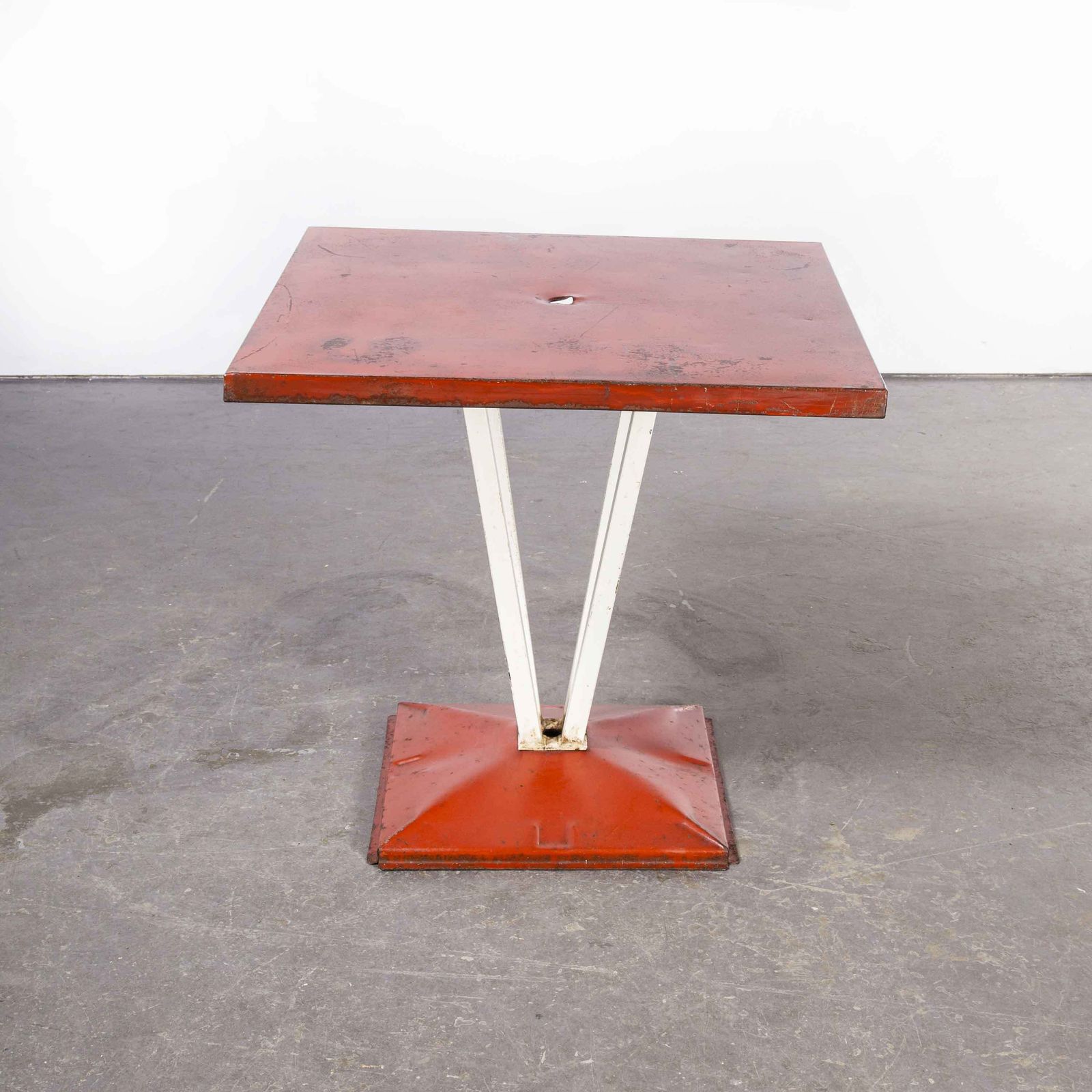 1950’s Original French Tolix Outdoor Dining Table – Four Column Base photo vinterior