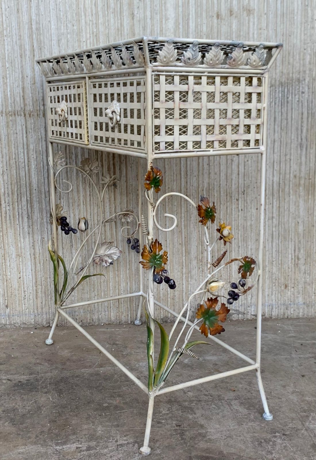 Late 19th French Handprinted Forged Iron Console Table With Two Drawers photo Furniture