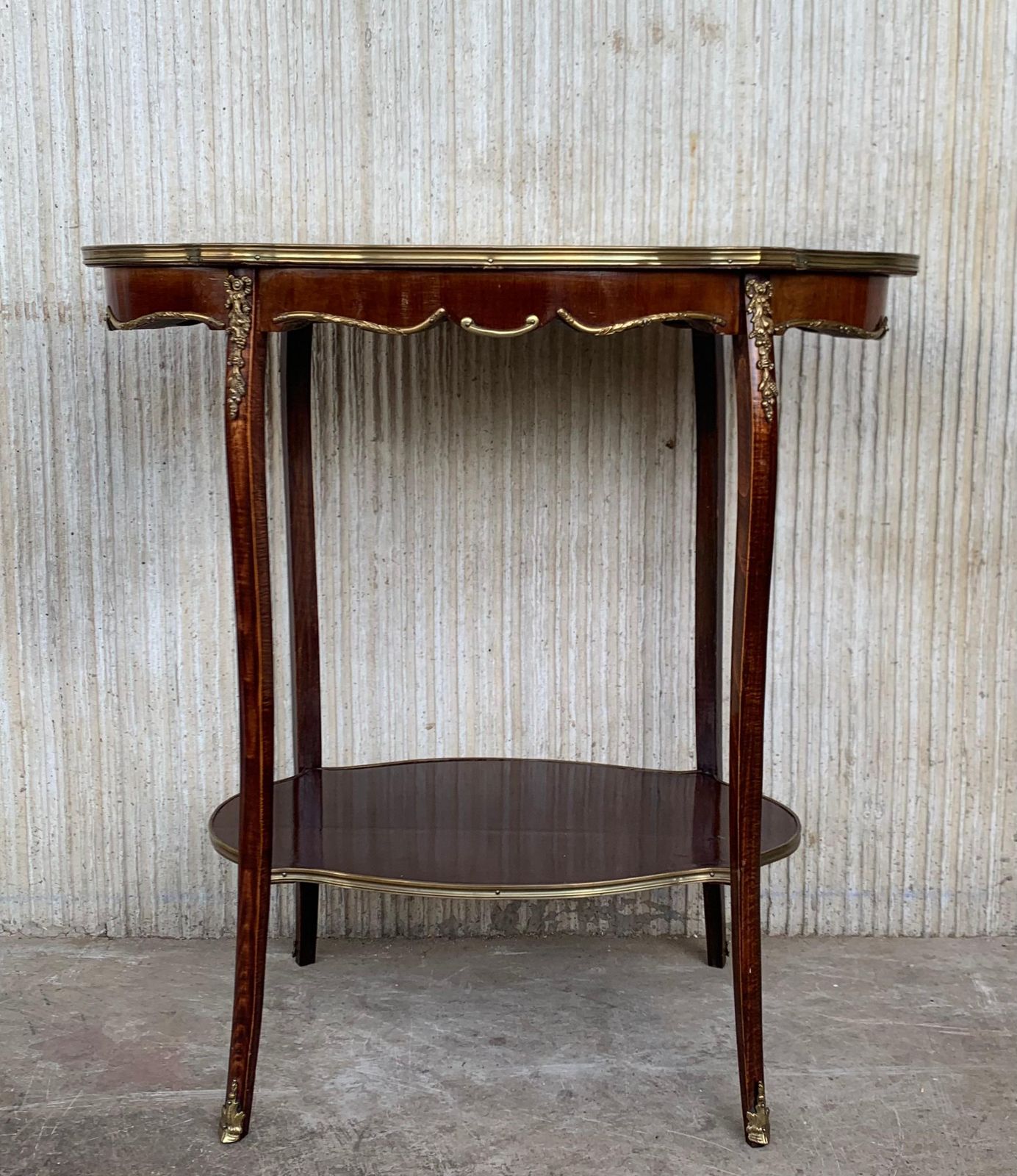 French 19th Century Table Louis XV Style With Floral Marquetry And Gilt Bronze photo furniture