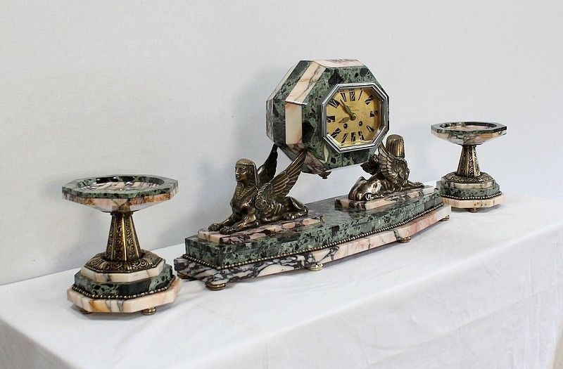 Marble And Bronze Fireplace Set, Art Deco, 1940 photo furniture