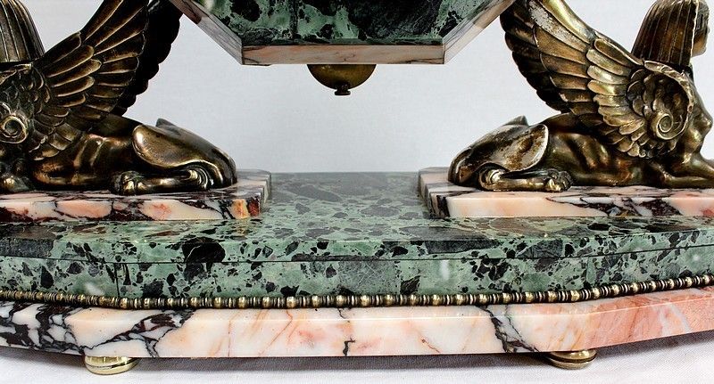 photo buy Marble And Bronze Fireplace Set, Art Deco, 1940