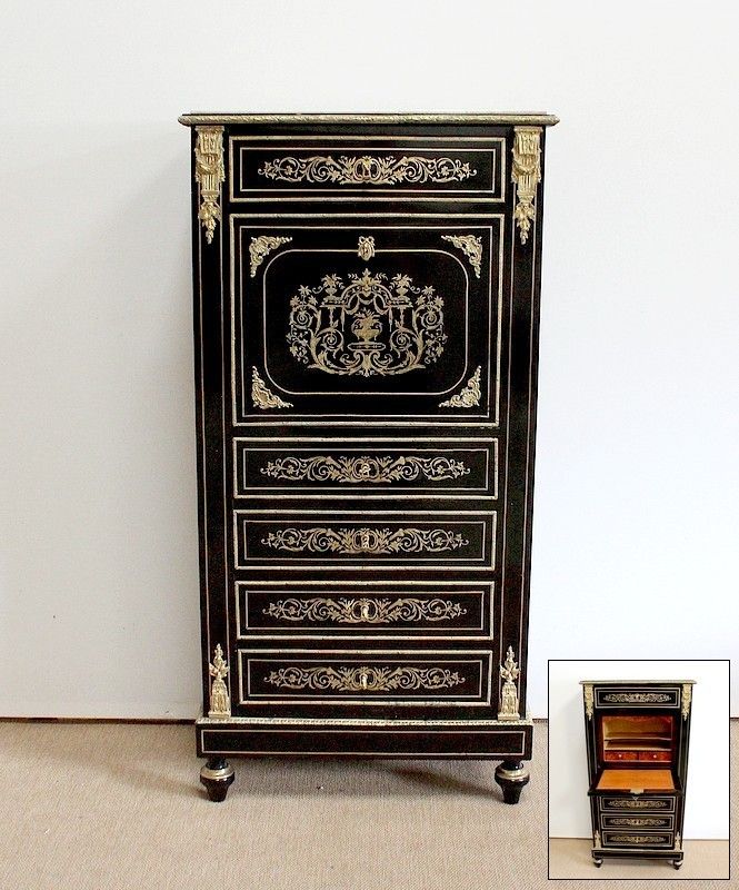 Secretary In Blackened Wood, Napoleon III, Period 19th Century