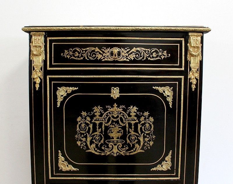 Secretary In Blackened Wood, Napoleon III, Period 19th Century photo vintage