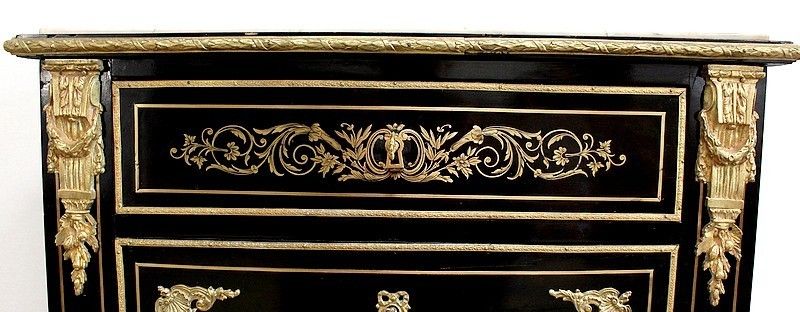 photo furniture Secretary In Blackened Wood, Napoleon III, Period 19th Century