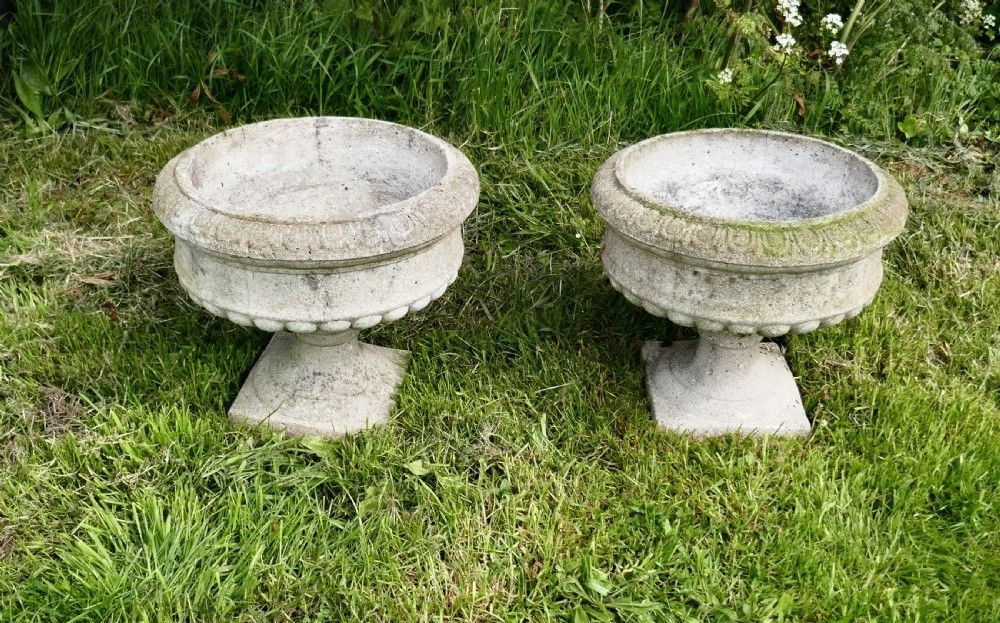 Pair Of Large 20th Century Pair Of Weathered Cast Garden Planters photo furniture