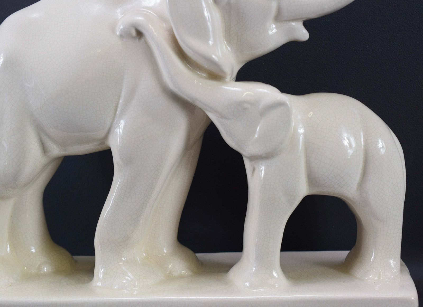 Art Deco White Ceramic Elephants Statue By Ste Radegonde Lemanceau photo furniture