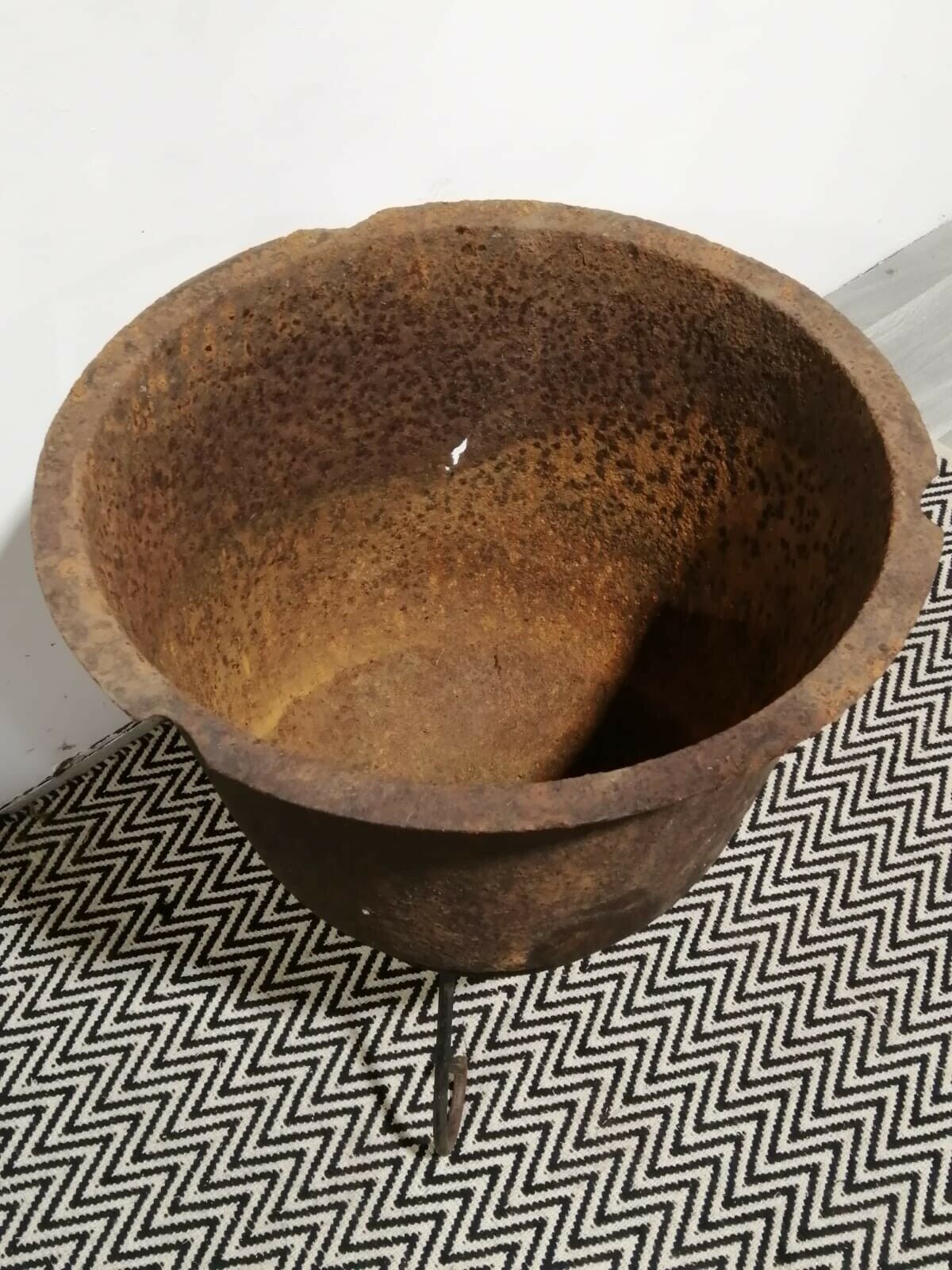 Antique Large Cast Iron Cauldron Planter On Stand Garden Architectural photo Home Decor