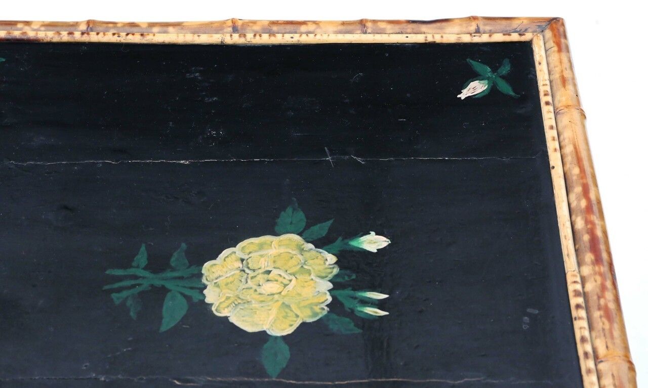 C1900 Bamboo Black Lacquer Occasional Window Table photo Garden Furniture