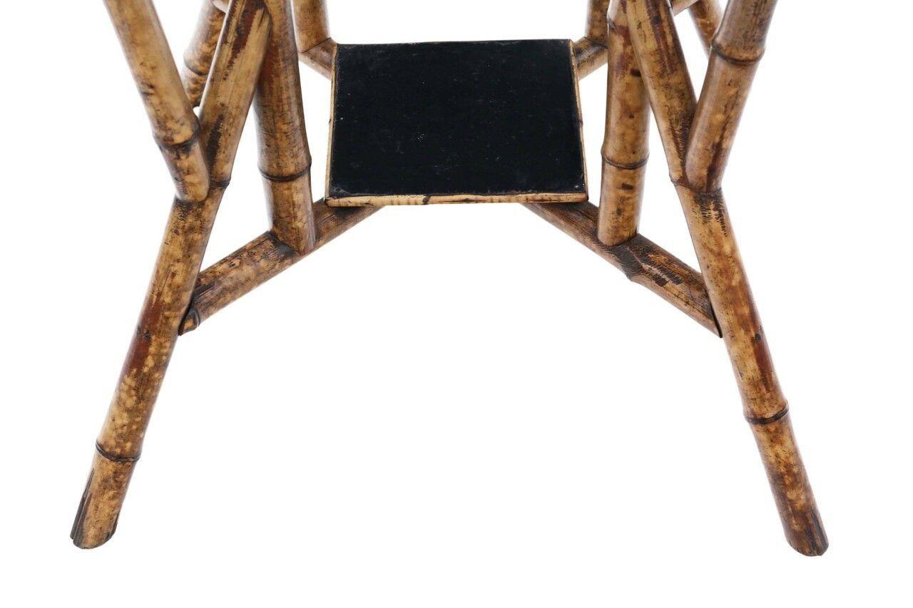 C1900 Bamboo Black Lacquer Occasional Window Table photo 995.0