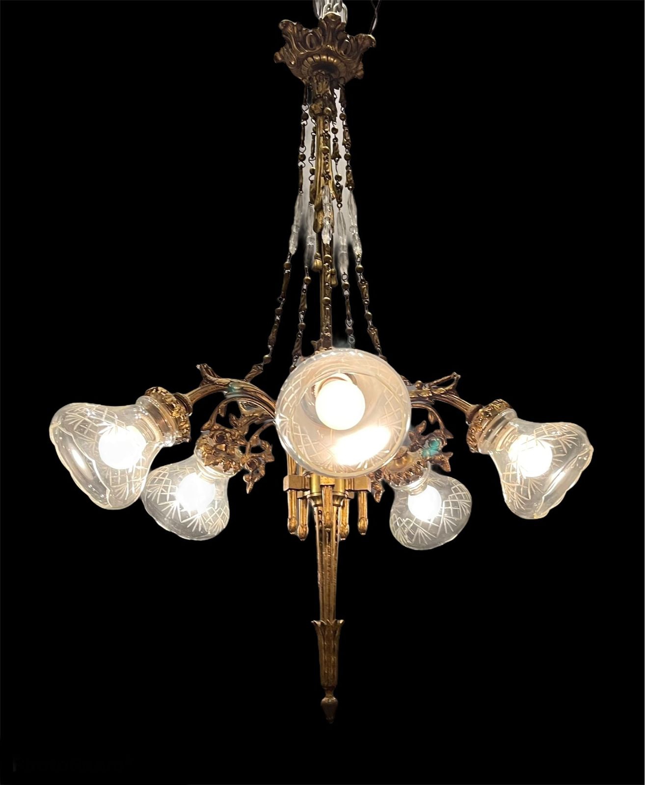 Antique Liberty Bronze Chandelier 1940’s photo furniture