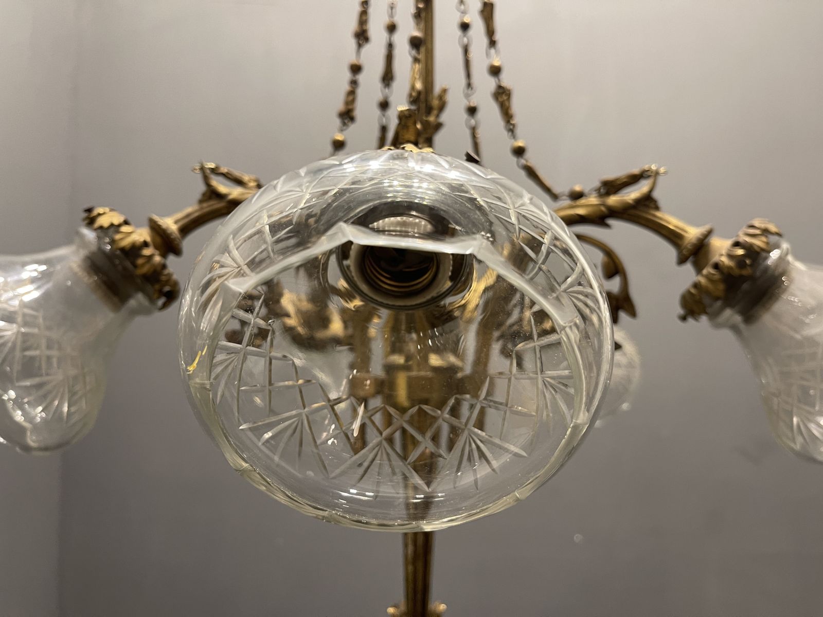 photo furniture Antique Liberty Bronze Chandelier 1940’s