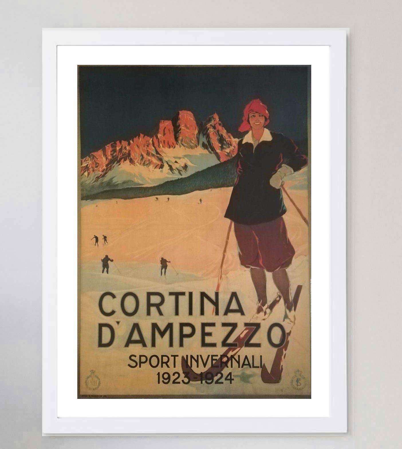Cortina D'ampezzo, 1920s Original Vintage Poster photo for sale